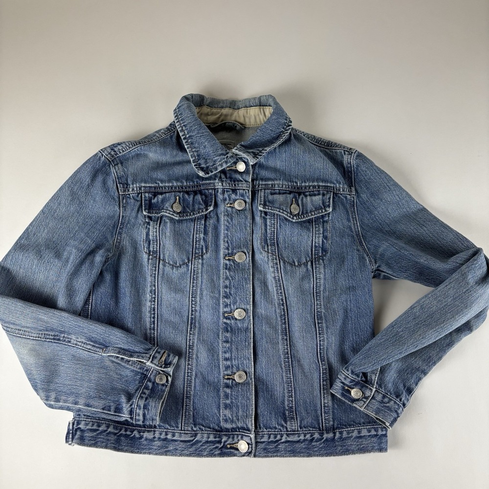 Womens Medium Ladies GAP Jean Jacket Blue Denim Y2k Vintage Classic - Picture 2 of 11